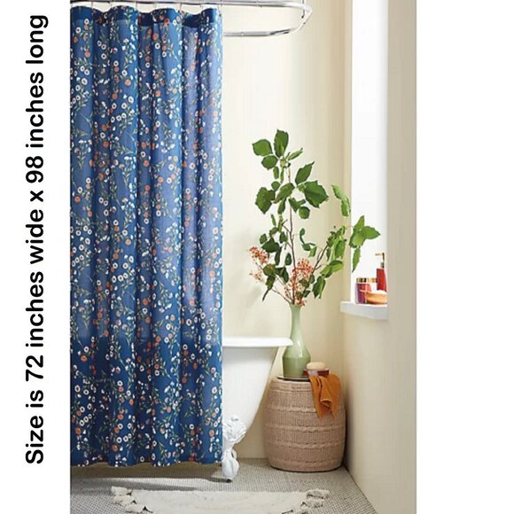 new Wild Sage™ Maeve Floral 72x98 Extra Long Cotton Shower Curtain in Navy Blue - Picture 1 of 15